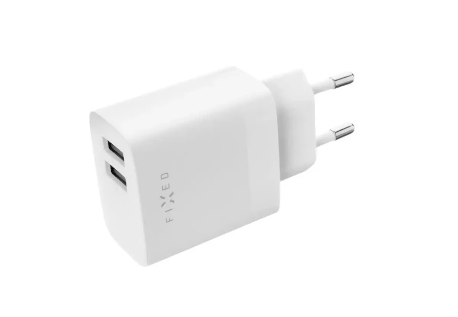Fixed Fiksuotas | Dvigubas USB kelioninis įkroviklis 17 W ir USB/USB-C laidas | FIXC17N-2UC-WH