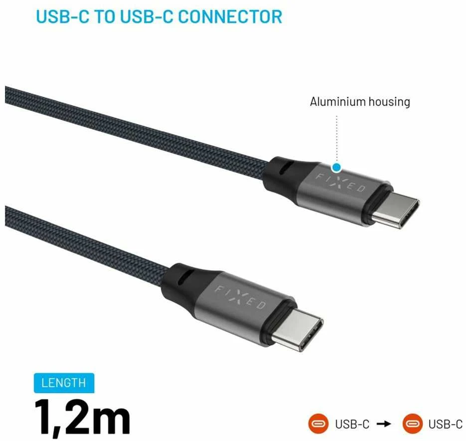 Fixed | Magnetinis pintas laidas USB-C/USB-C, USB 2.0, pilkas | FIXDBM-CC12-GR