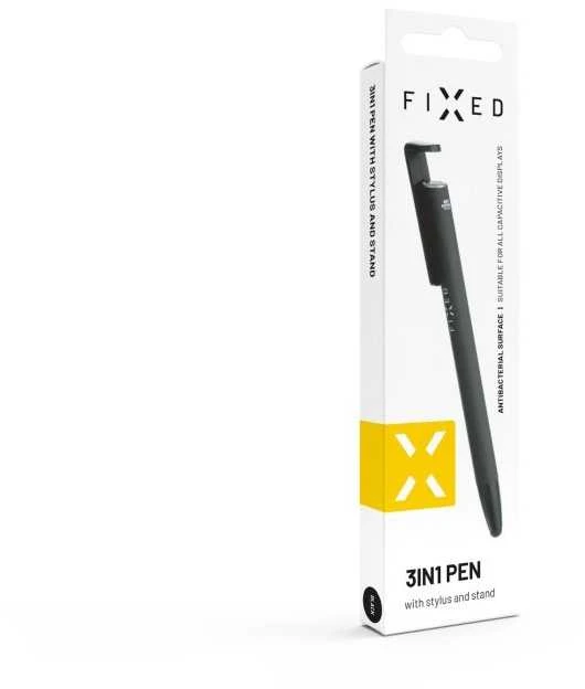 Fixed Fiksuotas | Rašiklis su rašikliu ir stovu | 3 viename | Pieštukas | Rašiklis talpiniams ekranams; Stovas telefonams ir planšetiniams kompiuteriams | Juodas