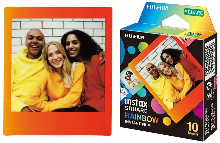 Fujifilm | Instax Square Rainbow (10) Momentinis filmas | 72 x 86 mm | 2,4 x 2,4 colio vaizdo sritis; 3,4 x 2,8 colio spausdinimo dydis | Kiekis 10