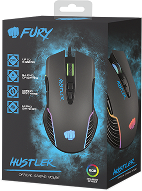 Fury | Pelė žaidimams | Fury Hustler | su laidu | Optinė | Pelė žaidimams | Juodas | Yes