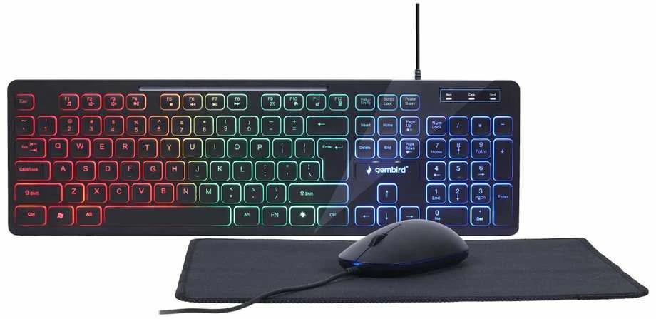 Gembird | 3-in-1 Backlight Desktop Set | KBS-UML-01 | Klaviatūra, Pelė and Pad Set | su laidu | su pele | US | Juodas