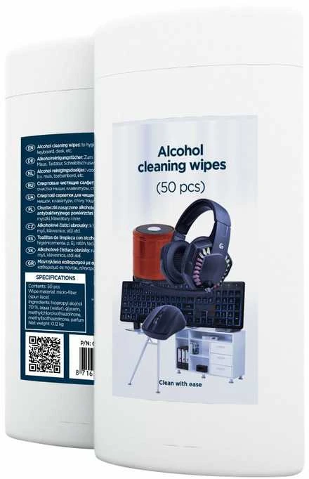 Valiklis GEMBIRD CK-AWW50-01 alkoholio valymo servetėlės, 50 vnt. mikropluošto