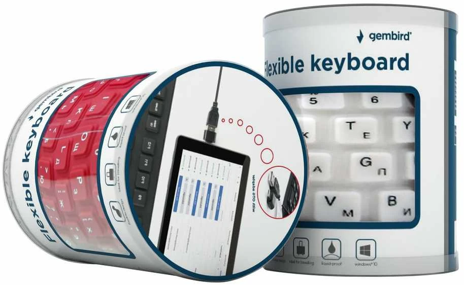 GEMBIRD KB-109F-B Lanksti klaviatūra USB + OTG juodos spalvos US išdėstymas