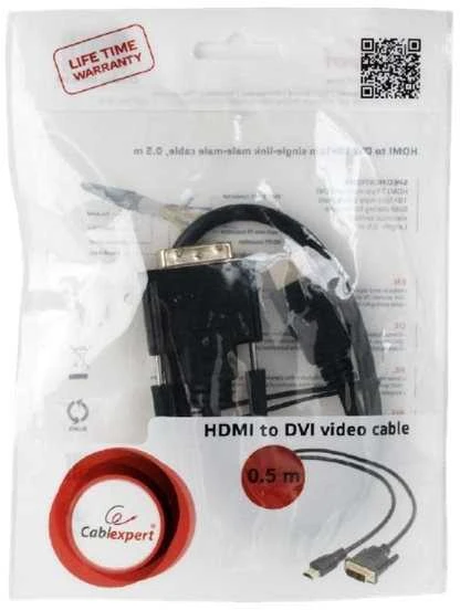 GEMBIRD CC-HDMI-DVI-0.5M Gembird HDMI-DVI kištukas-kištukas kabelis su auksinėmis jungtimis, 0.5m