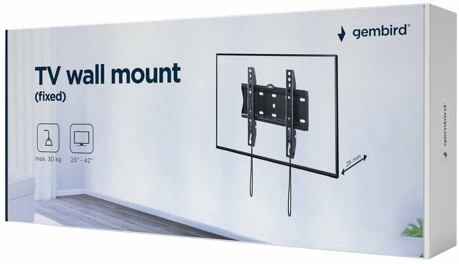 Gembird | Sieninis laikiklis | WM-42F-01 | Fiksuotas | 23-42 " | Juodas