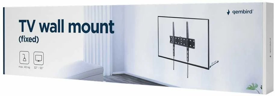 Gembird | Sieninis laikiklis | WM-55F-02 | Fiksuotas | 32-55 " | Maksimalus svoris (talpa) 40 kg | Juodas