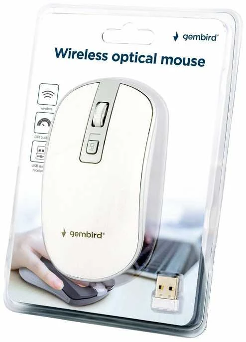Otinė pelė GEMBIRD MUSW-4B-06-WS/Wired optical mouse, USB, white/silver
