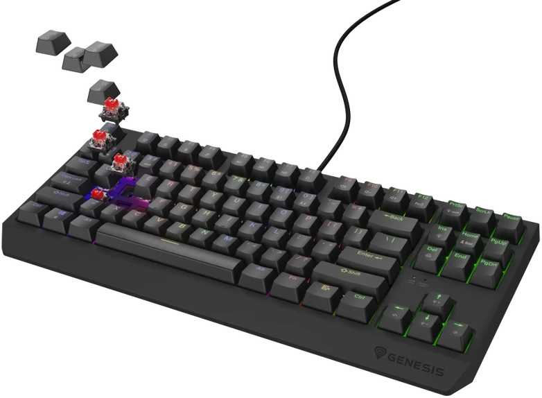 Klaviatūra žaidimams Genesis Thor 230 Outemu Raudona su laidu mechaninė su pašvietimu juoda