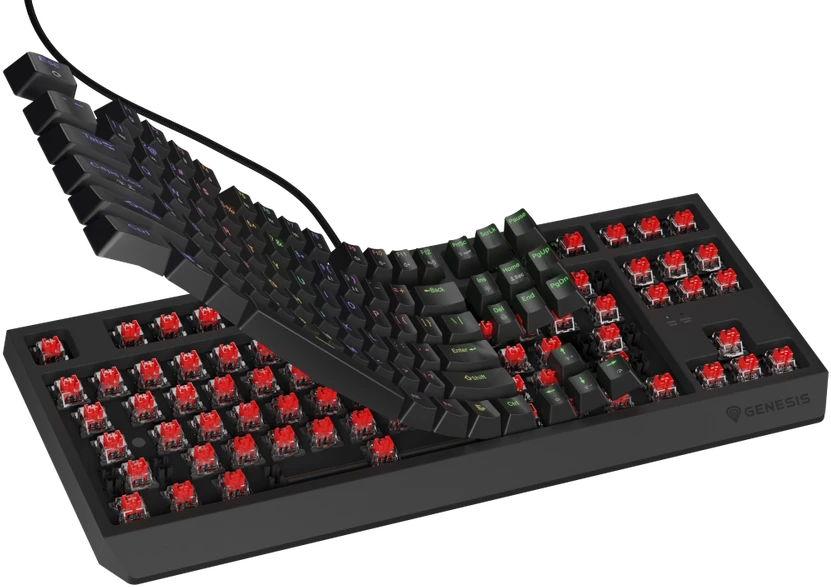 Klaviatūra žaidimams Genesis Thor 230 Outemu Raudona su laidu mechaninė su pašvietimu juoda