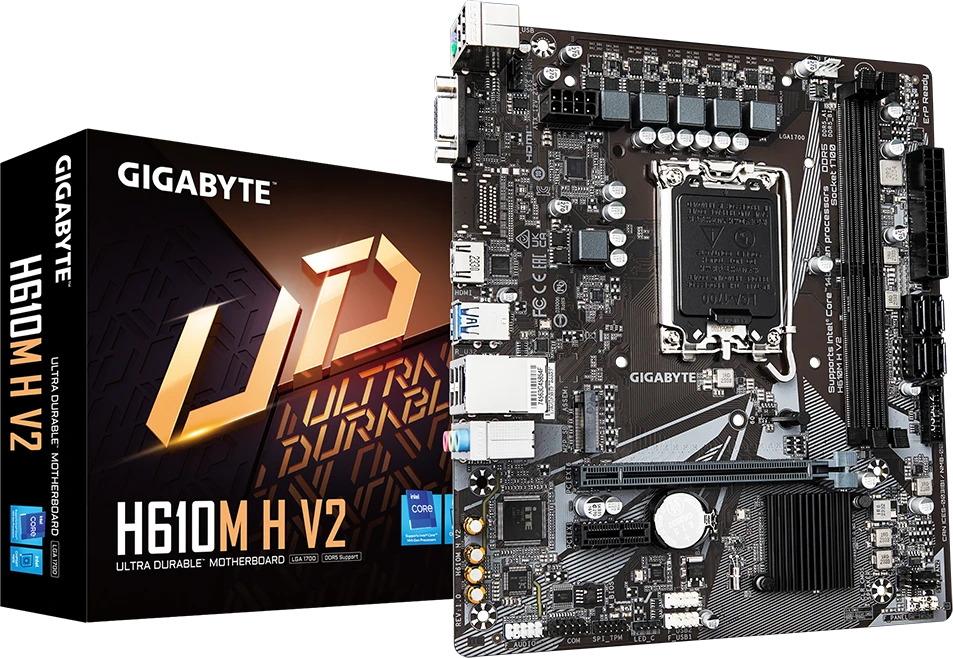 Pagrindinė plokštė Gigabyte | H610M H V2 G1.0 | Intel | Procesoriaus lizdas LGA1700 | DDR4 | Palaikomos standžiojo disko sąsajos M.2, SATA | SATA jungčių skaičius 4
