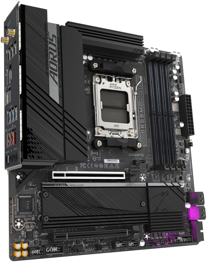 Pagrindinė plokštė GIGABYTE B650M AORUS ELITE AX  / AM5 / MicroATX / DDR5 x4 / PCI-Express 4.0 16x / 2x M.2