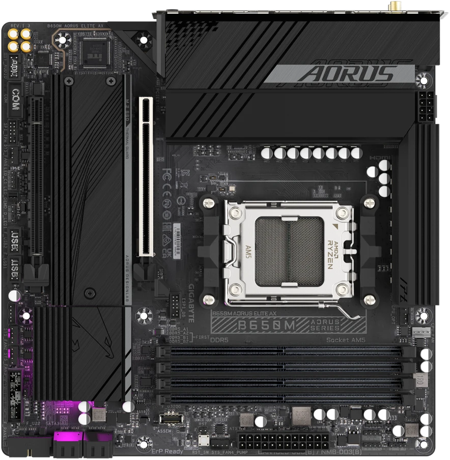 Pagrindinė plokštė GIGABYTE B650M AORUS ELITE AX  / AM5 / MicroATX / DDR5 x4 / PCI-Express 4.0 16x / 2x M.2