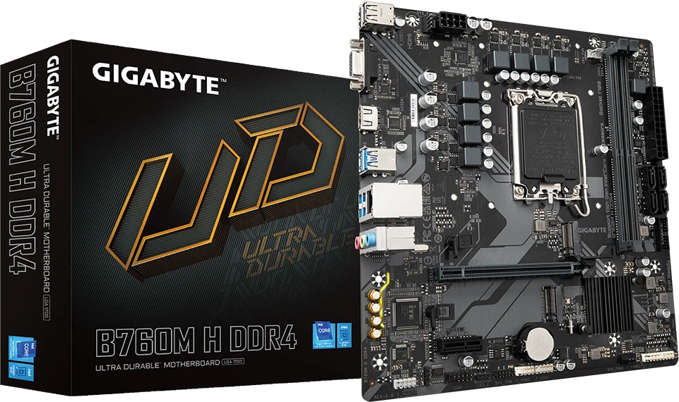 Pagrindinė plokštė „Gigabyte“ | B760M H DDR4 1.0 M/B | Procesorių šeima „Intel“ | Procesoriaus lizdas LGA1700 | DDR4 DIMM | Atminties lizdai 2 | Palaikomos standžiojo disko sąsajos SATA, M.2 | SATA jungčių skaičius 4 | Lustų rinkinys „Intel B760 Express“ | „Micro ATX“