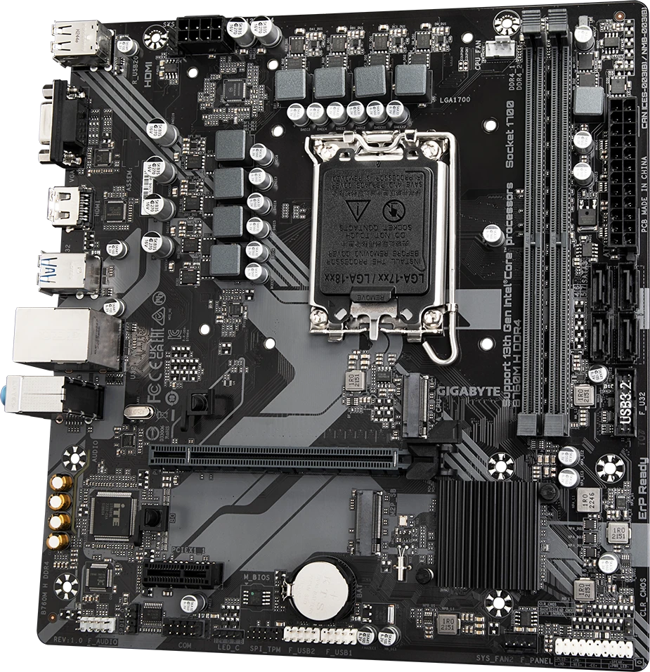 Pagrindinė plokštė „Gigabyte“ | B760M H DDR4 1.0 M/B | Procesorių šeima „Intel“ | Procesoriaus lizdas LGA1700 | DDR4 DIMM | Atminties lizdai 2 | Palaikomos standžiojo disko sąsajos SATA, M.2 | SATA jungčių skaičius 4 | Lustų rinkinys „Intel B760 Express“ | „Micro ATX“