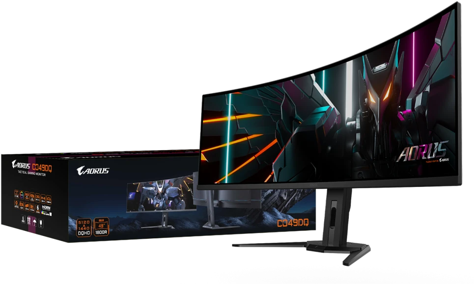 Monitorius Gigabyte | CO49DQ | 49 " | OLED | DQHD | 32:9 | 144 Hz | 3 ms | 5120 x 1440 pikselių | 250 cd/m² | HDMI jungtys quantity 2 x HDMI 2.1 | Juodas | Garantija 36 mėn.