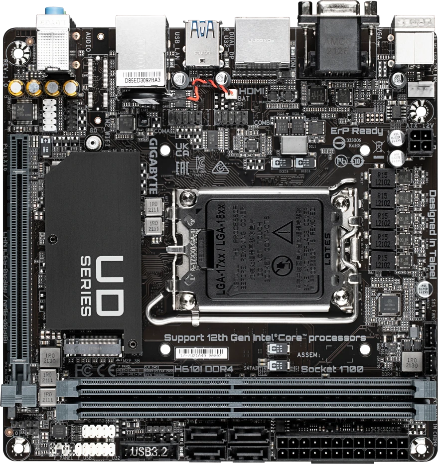 Pagrindinė plokštė GIGABYTE H610I LGA1700 1xHDMI 1xDP