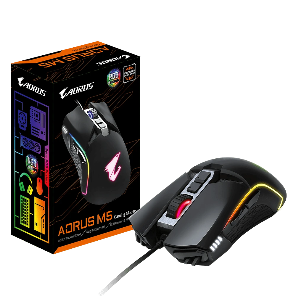 Gigabyte Pelė žaidimams AORUS M5, Juodas