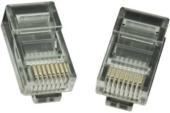 Gembird Cablexpert Modulinis kištukas 8P8C kietam LAN kabeliui CAT5, UTP, 10 vnt. už maišelį | Modulinis 8P8C RJ45 kištukas, 30u“ auksiniu padengtas, 3 šakių vidiniai kontaktai, skirti naudoti su tvirtais LAN laidais