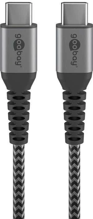 Goobay | Tekstilinis USB-C į USB-C laidas su metaliniais kištukais | 49302 | USB-C į USB-C USB-C kištukas | USB-C vyr