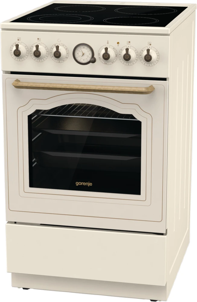 Gorenje | Cooker | GECS5B70CLI | Hob type Vitroceramic | Oven type Electric | rusvai gelsvas | Plotis 50 cm | Gylis 59.4 cm | 70 L