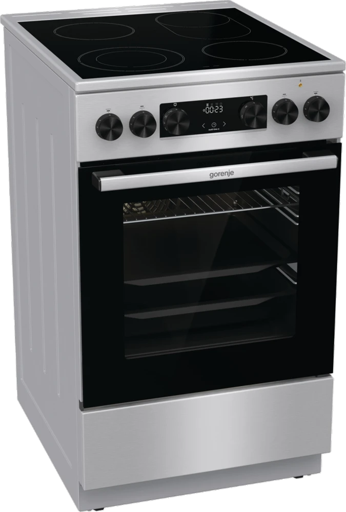 Viryklė Gorenje | Cooker | GECS5C70XA | Hob type Vitroceramic | Oven type Electric | Nerūdijantis plienas | Plotis 50 cm | Grilling | LED | Gylis 59.4 cm | 70 L