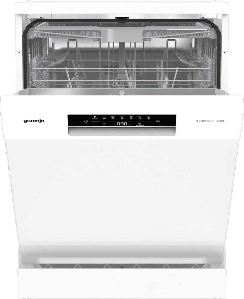 Indaplovė Gorenje GS643E90W | Pastatoma | Plotis 59.9 cm | 6 programos | E klasė| Ekranas | AquaStop funkcija | Balta