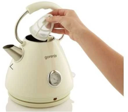 Virdulys Gorenje K17CLI Standard, Plastic/ metal, Kreminis, 2200 W, 360° rotational base, 1.7 L