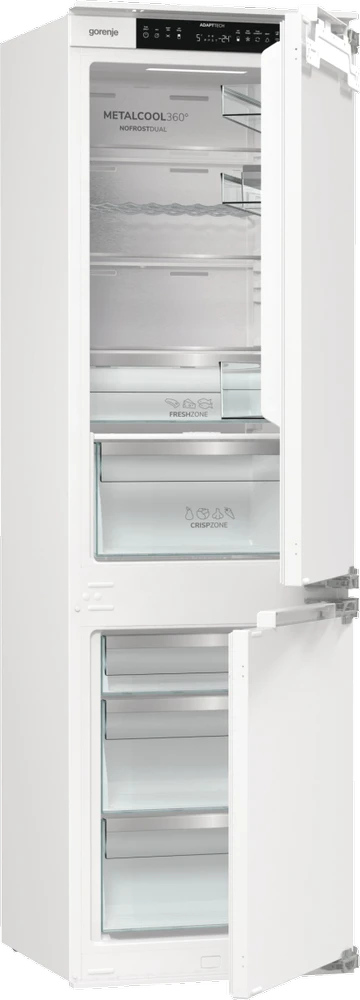 Gorenje šaldytuvas | NRKI517E82WF | Energijos vartojimo efektyvumo klasė E | Įmontuotas | Kombinuotas | Aukštis 177,2 cm | No Frost sistema | Šaldytuvo grynoji talpa 176 L | Šaldiklio grynoji talpa 76 L | Rodyti | 35 dB | Baltas