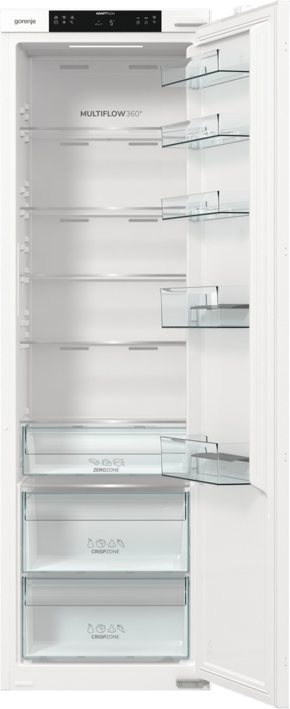 Gorenje Šaldytuvas | RI517E41WF | Energijos vartojimo efektyvumo klasė E | Įmontuojamas | Sandėliukas | Aukštis 177,2 cm | Šaldytuvo grynoji talpa 300 l | Ekranas | 35 dB | Balta