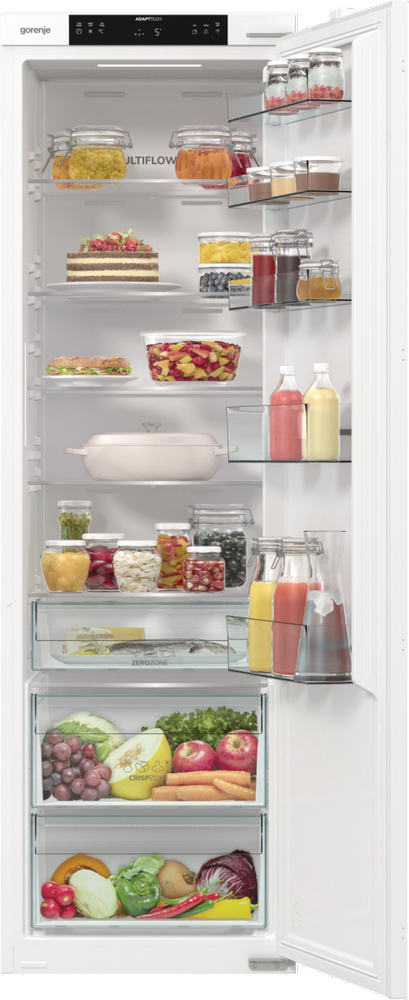 Gorenje Šaldytuvas | RI517E41WF | Energijos vartojimo efektyvumo klasė E | Įmontuojamas | Sandėliukas | Aukštis 177,2 cm | Šaldytuvo grynoji talpa 300 l | Ekranas | 35 dB | Balta