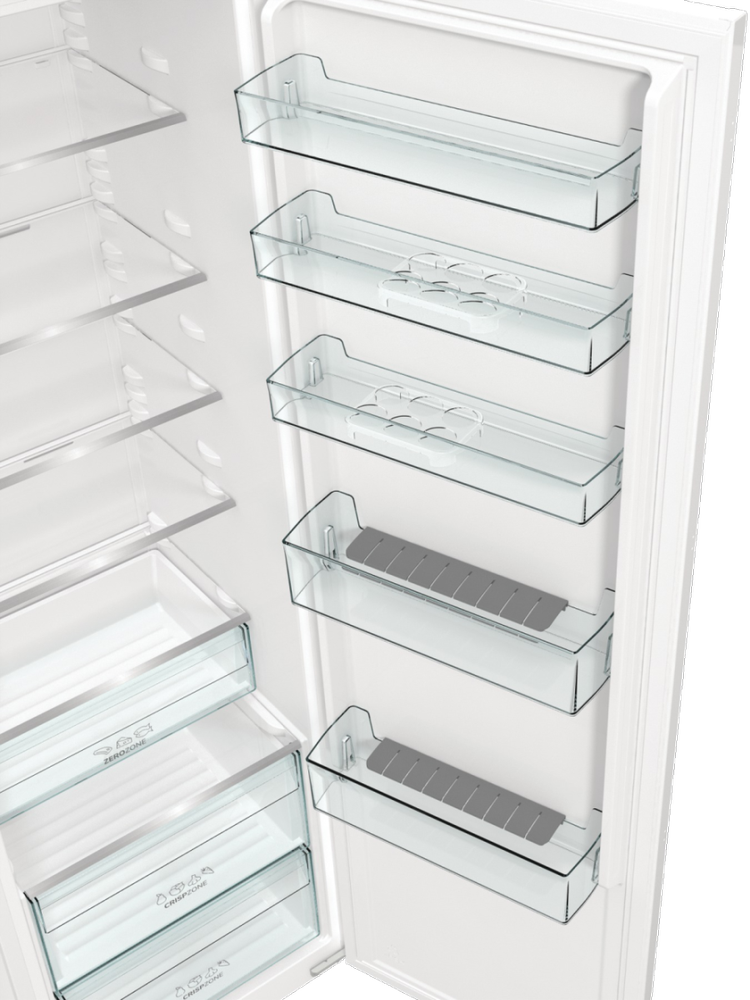Gorenje Šaldytuvas | RI517E41WF | Energijos vartojimo efektyvumo klasė E | Įmontuojamas | Sandėliukas | Aukštis 177,2 cm | Šaldytuvo grynoji talpa 300 l | Ekranas | 35 dB | Balta