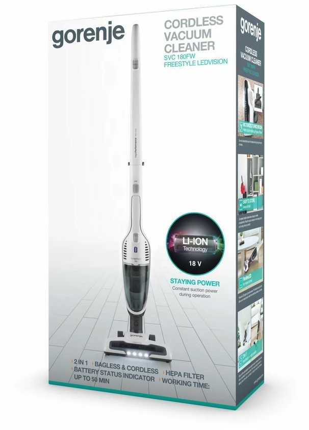 Dulkių siurblys Gorenje SVC180FW, Baltos spalvos