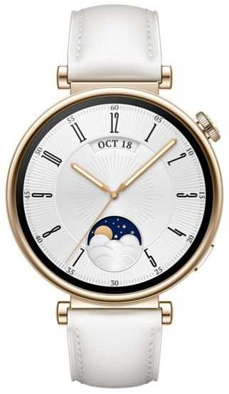 HUAWEI WATCH GT4 41mm Gold White Leather Armband