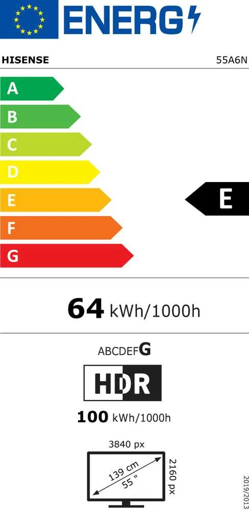 „Hisense UHD“ išmanusis televizorius | 55A6N | 55" | Išmanusis televizorius | VIDAA OS | UHD | Juodas