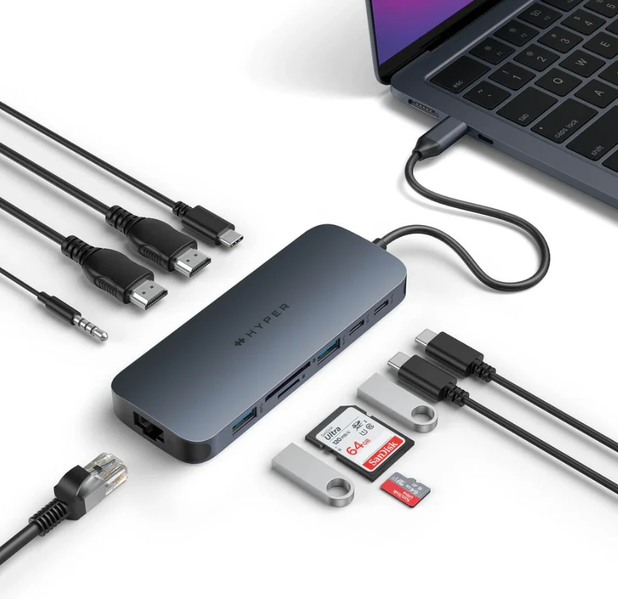 Hiper | „HyperDrive Next 11“ prievado USB-C šakotuvas | HD4006GL | Ethernet LAN (RJ-45) jungtys 1 | HDMI jungtys kiekis 2 x 4K 60Hz