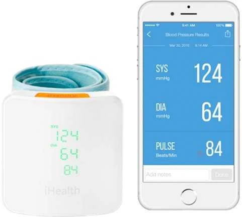 Kraujospūdžio matuoklis iHealth | Riešo kraujospūdžio monitorius | BP7S | Baltas | Kraujospūdžio rodmenys saugomi saugiame, nemokamame, su HIPAA suderinamame iHealth Cloud. Stebėkite kraujospūdžio ir pulso tendencijas naudodami intuityvias diagramas ir bendrinkite duomenis su gydytoju PDF arba skaičiuoklės formatu tiesiai iš savo išmaniojo telefono, planšetinio kompiuterio ar kompiuterio. Belaidis ryšys: Bluetooth V3.0+EDR Class 2 SPP. Matavimo metodas: Oscilometrinis, automatinis pripūtimas ir matavimas. | Belaidis | Svoris 105 g