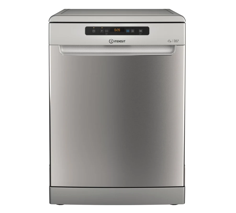 INDESIT Indaplovė | D2F HD624 AS | Free standing | Plotis 60 cm | Number of place settings 14 | Number of programs 9 | Energy efficiency class E | Ekranas | Sidabrinis