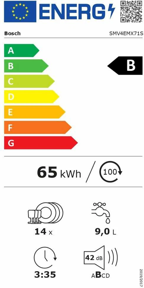 Bosch SMV4EMX71S Serija 4, Visiškai integruota indaplovė, 60 cm