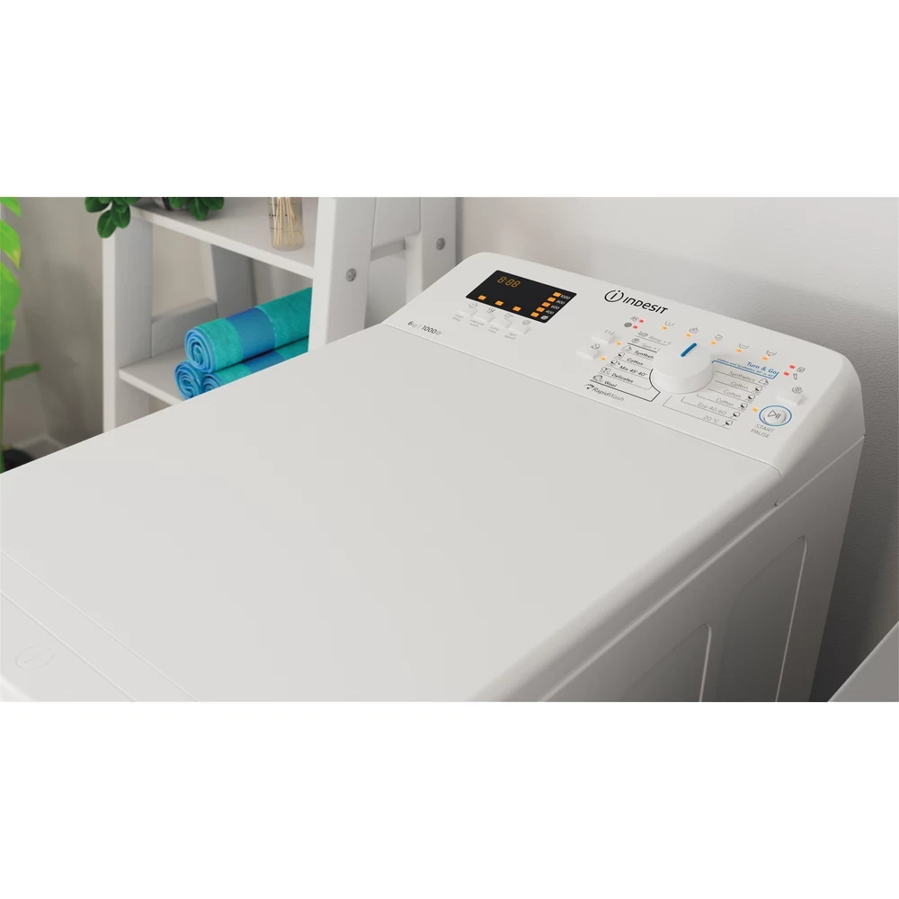 INDESIT Viršutinė skalbimo mašina BTW S60400 EU/N, C energijos klasė, 6kg, 1000 aps./min., Gylis 60 cm