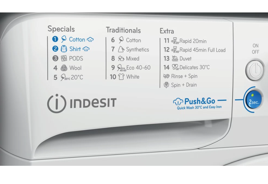 INDESIT | Skalbimo mašina | BWE 91496X WSV EE | Energy efficiency class A | Front loading | Skalbimo talpa 9kg | 1400 RPM | Gylis 63 cm | Plotis 59.5 cm | Digital | Baltas
