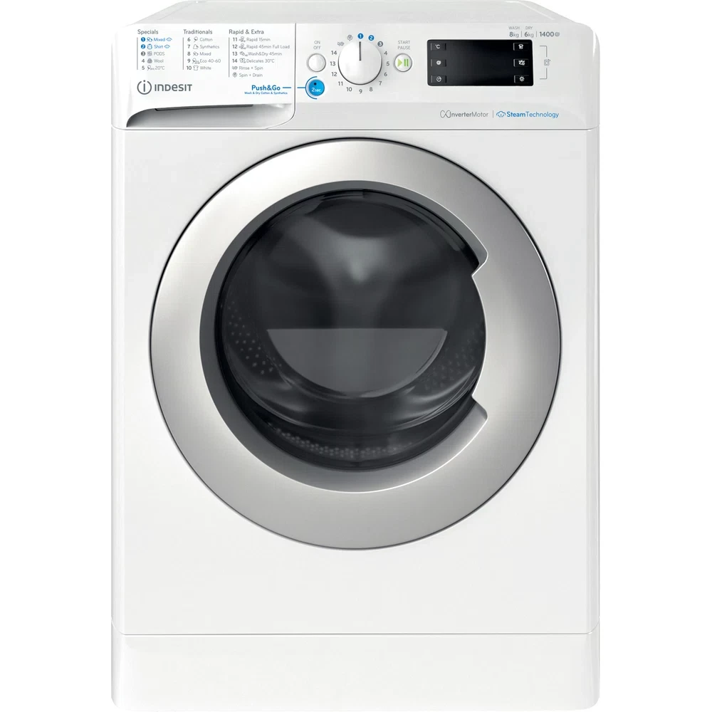 INDESIT Skalbimo mašina - Dryer BDE 86436 WSV EE, Energy class D, 8kg - 6kg, 1400rpm, Gylis 54 cm