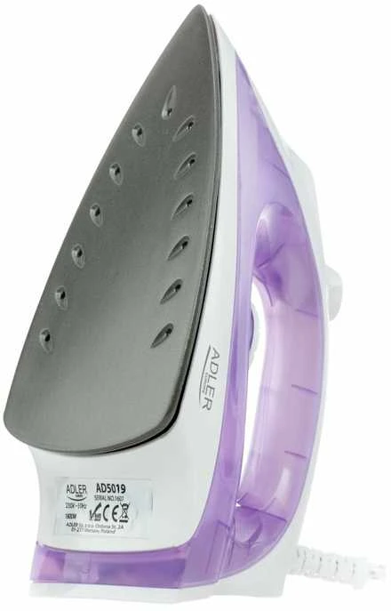 Lygintuvas | Adler | AD 5019 | With cord | 1600 W | Vanduo tank capacity 100 ml | Continuous steam 10 g/min | Violet/Baltas