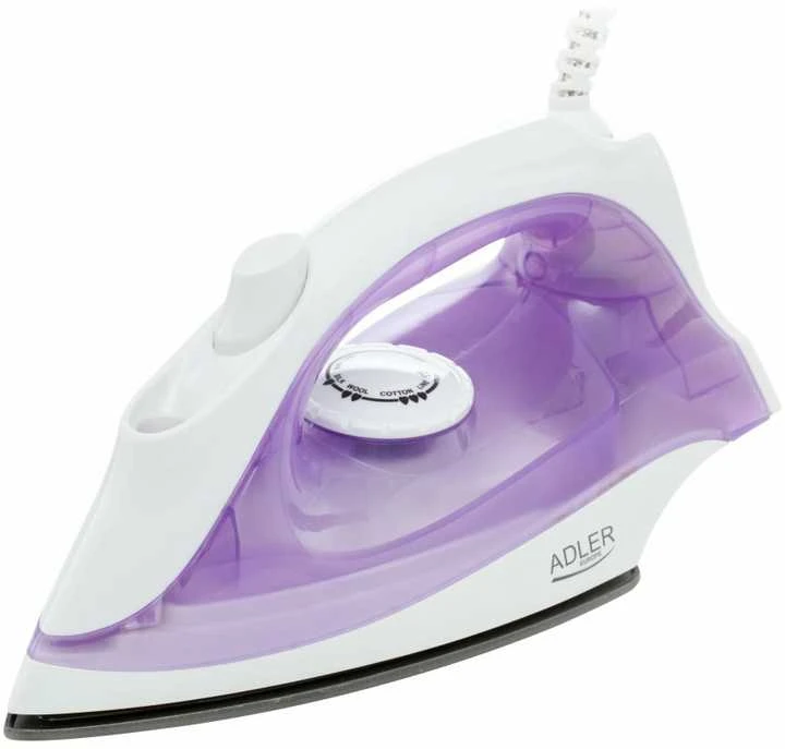Lygintuvas | Adler | AD 5019 | With cord | 1600 W | Vanduo tank capacity 100 ml | Continuous steam 10 g/min | Violet/Baltas