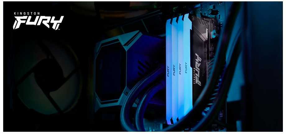 RAM „Kingston KF432C16BB2AK2/64“ 64 GB 3200 MT/s DDR4 CL16 DIMM (2 vnt. rinkinys) „FURY Beast RGB“ | „Kingston“