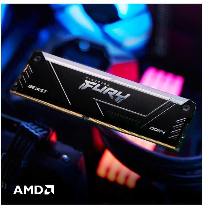 RAM „Kingston KF432C16BB2AK2/64“ 64 GB 3200 MT/s DDR4 CL16 DIMM (2 vnt. rinkinys) „FURY Beast RGB“ | „Kingston“