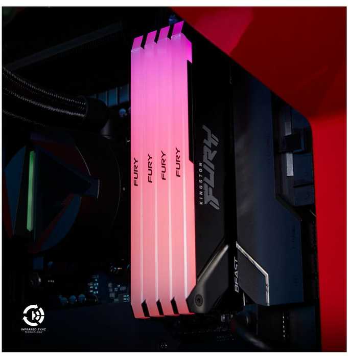 RAM „Kingston KF432C16BB2AK2/64“ 64 GB 3200 MT/s DDR4 CL16 DIMM (2 vnt. rinkinys) „FURY Beast RGB“ | „Kingston“