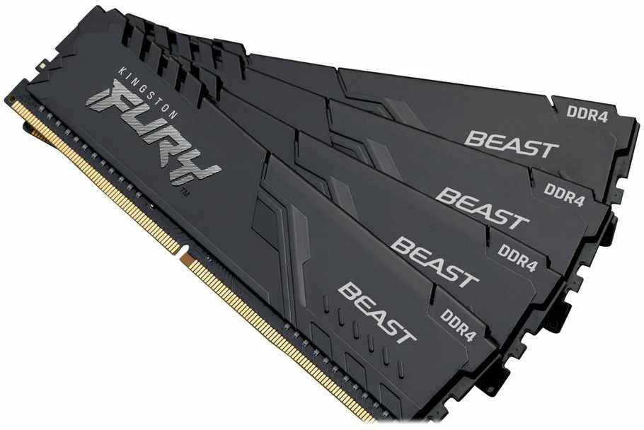 RAM KINGSTON 128GB 3200MHz DDR4 CL16 DIMM rinkinys iš 4 FURY Beast Juodas