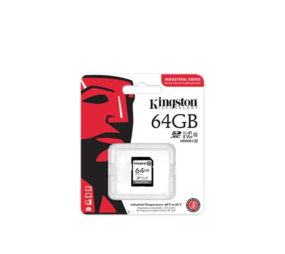 Atminties kortelė „Kingston Industrial SDXC“ 64 GB, 10 klasės, A1, pSLC
