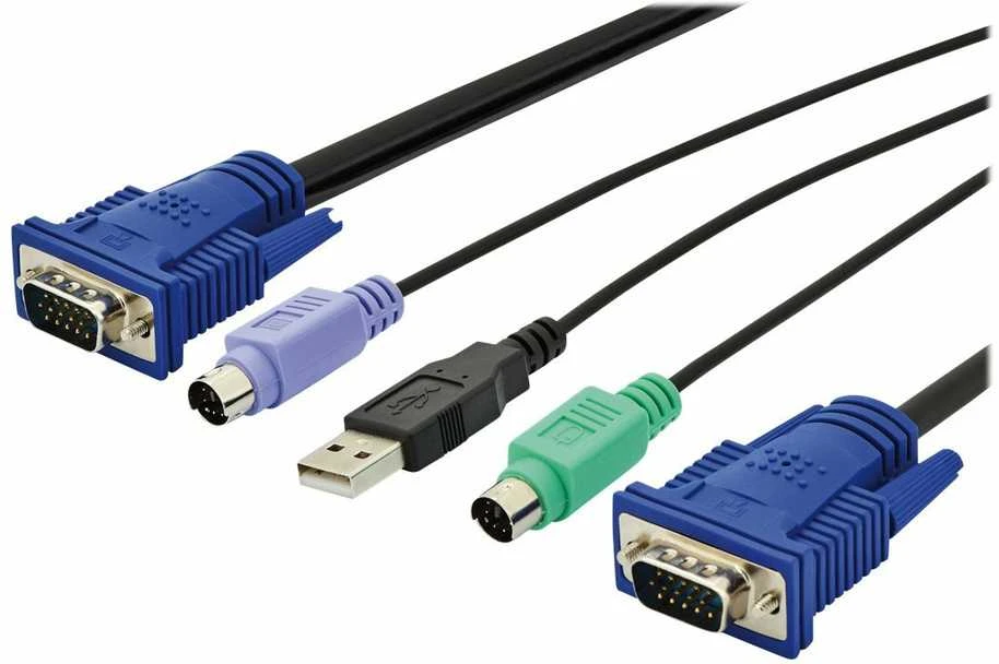 Assmann Electronic DIGITUS KVM kabelis PS2 ir USB konsolėms su KVM 1xHD-15/M 1xVGA HD-15/M 2xPS2 1x USB 5m